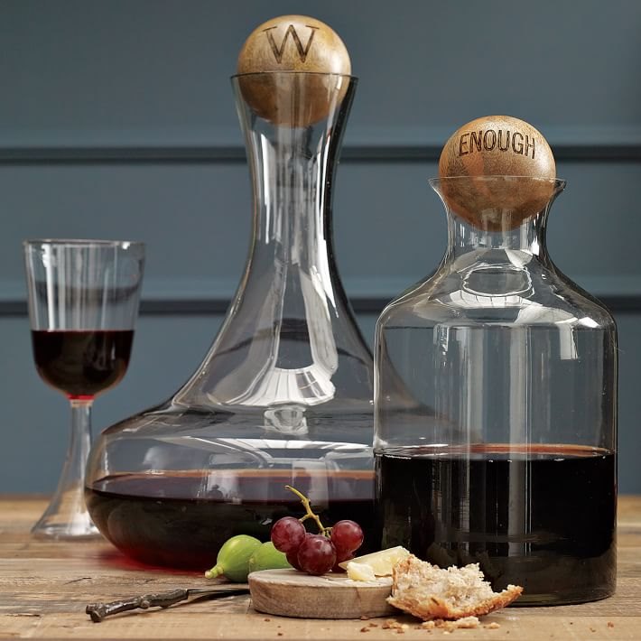 Glass bottles with wood stoppers from West Elm