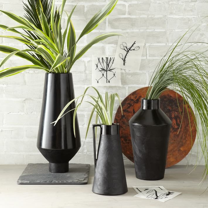 Black terracotta vases from West Elm