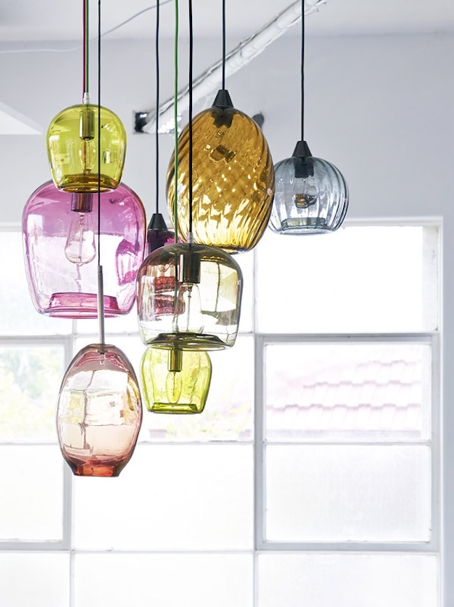 Hand blown coloured glass pendant deals lights