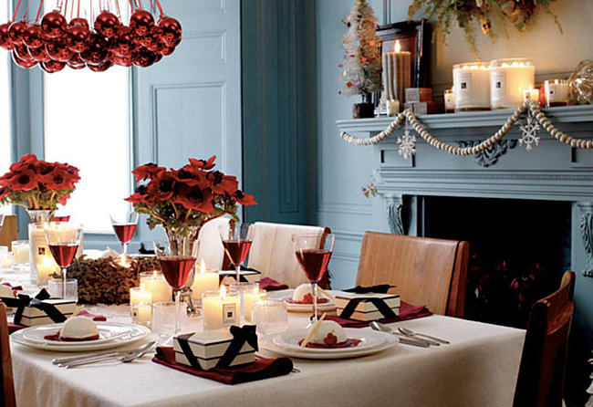 Holiday table featuring Jo Malone candles