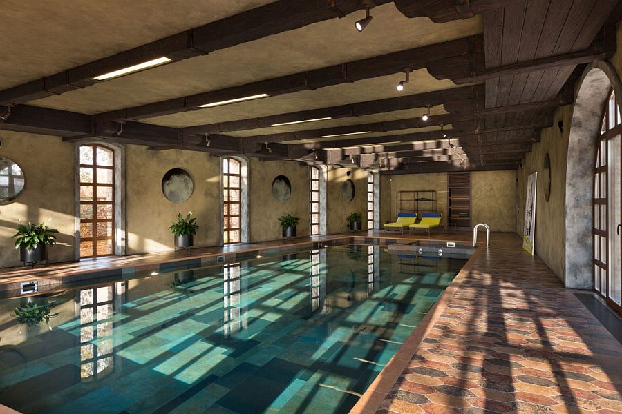 Indoor swimming pool of the extravagant Residence BO in Ukraine