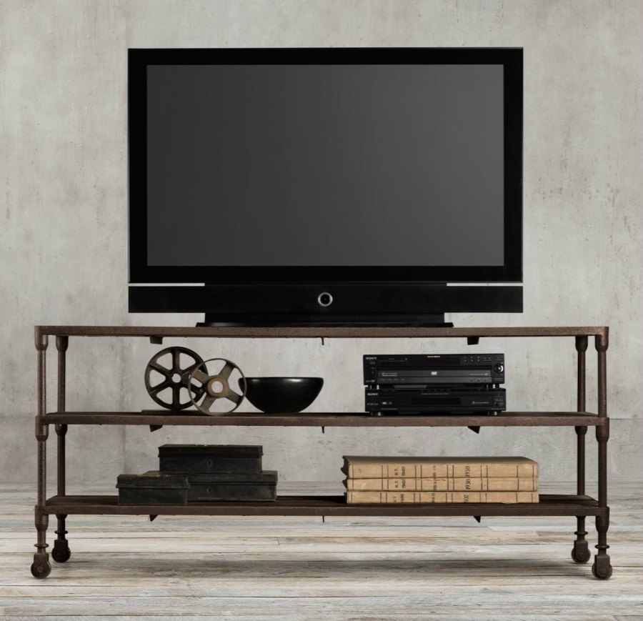 Industrial media console from Restoration Hardware