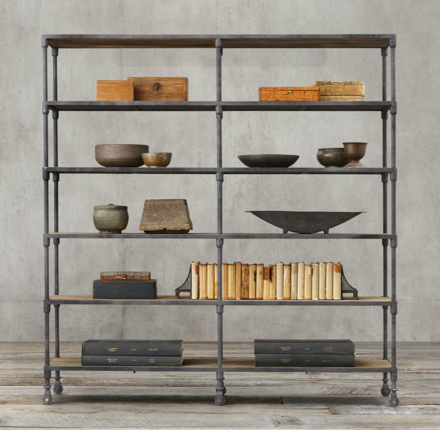 Industrial shelving from Restoration Hardware