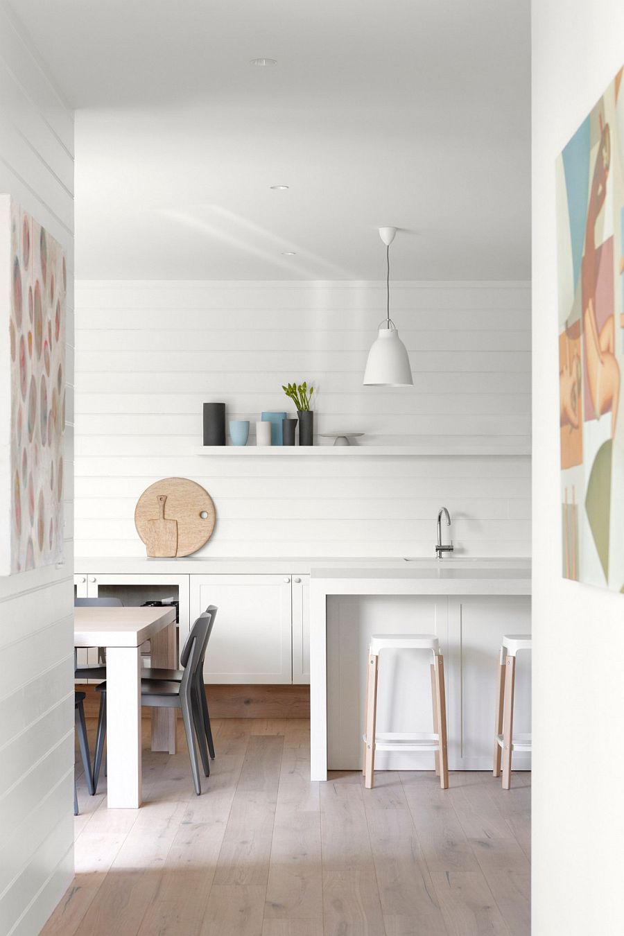 Interior of the gorgeous becah house draped in white