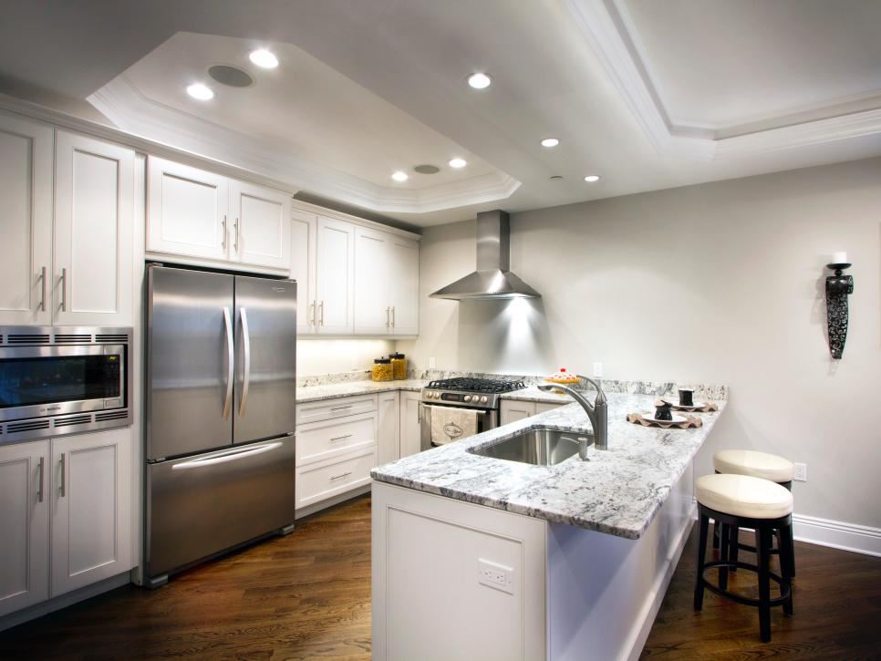 Kitchen with octagonal recessed ceilings