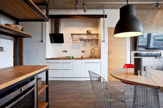 Small Modern Industrial Apartment Draped in Metal, Wood and Brick | Decoist