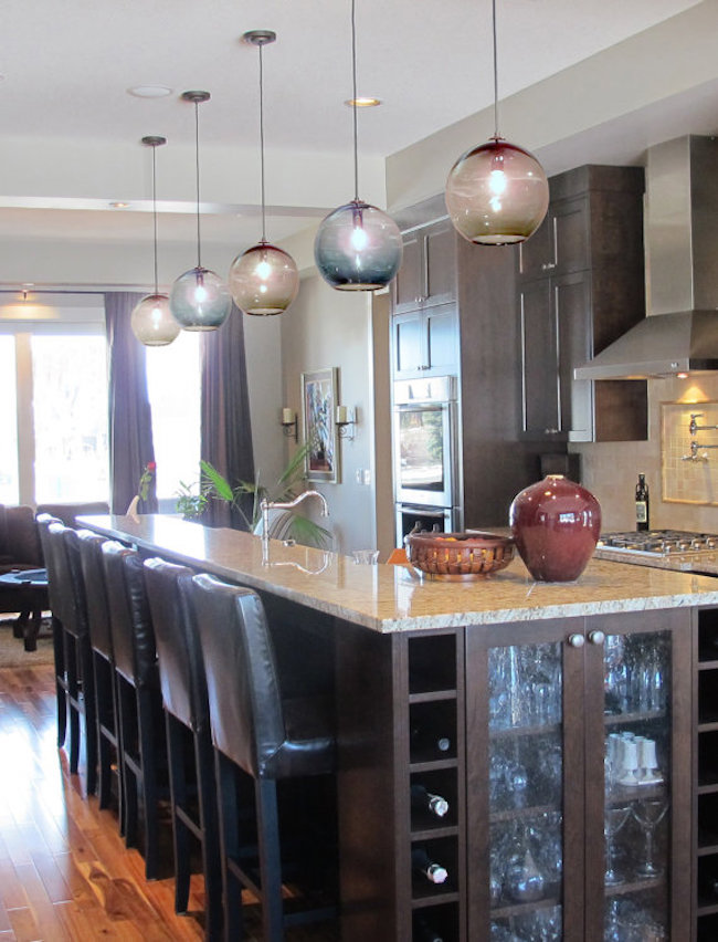 glass pendant lights for kitchen