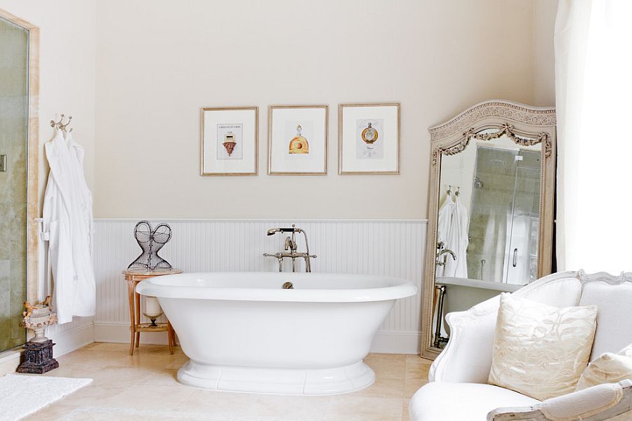 Large vintage mirror in the bathroom corner [Photography: Rikki Snyder]