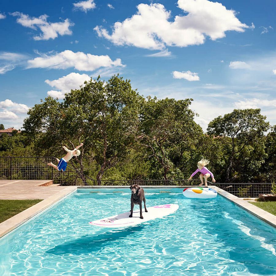 Lavish pool deck of the Farmhouse in Austin