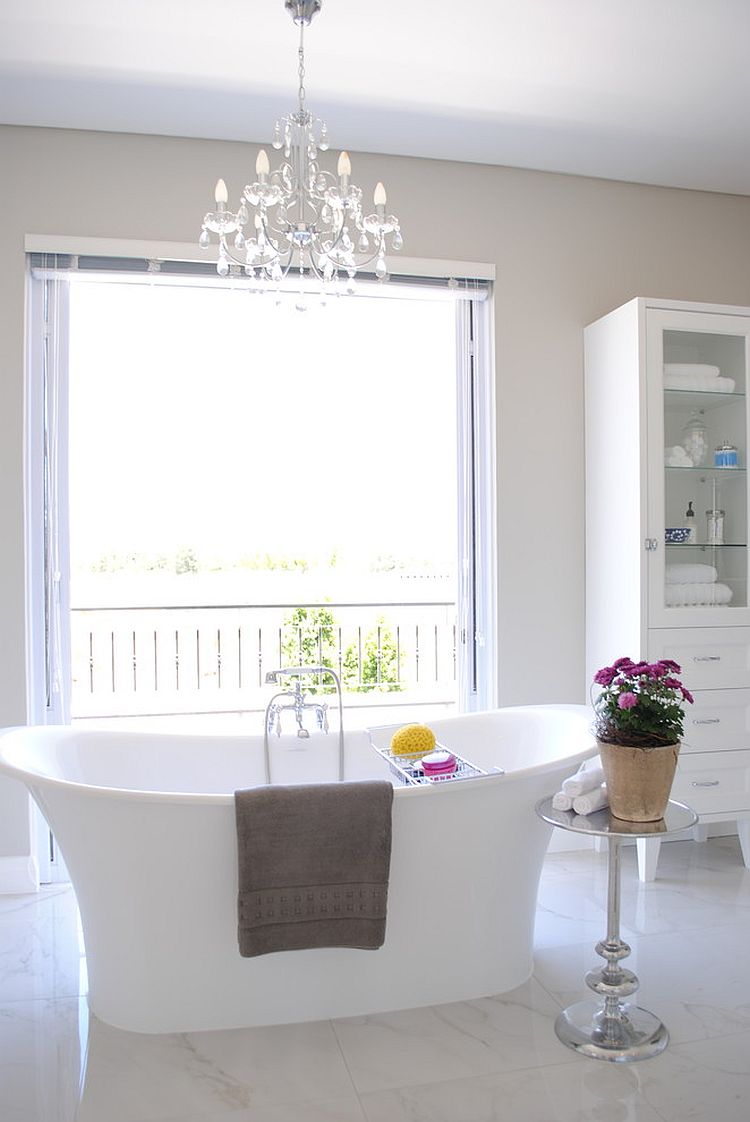 Light and breezy bathroom in white and light gray [Design: Salomé Knijnenburg Interiors]