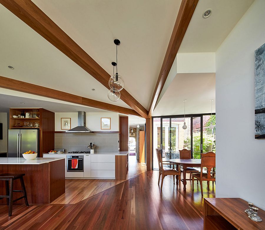 Light and breezy living area of the revamped Diagnol House