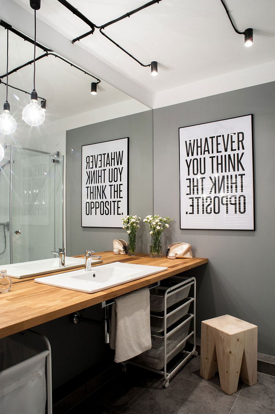 Lighting steals the show in this bathroom