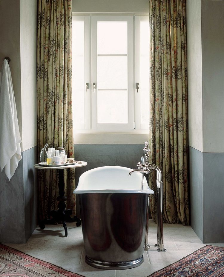 Lovely bathtub adds glossy elegance to the traditional bathroom [Design: Wendi Young Design]