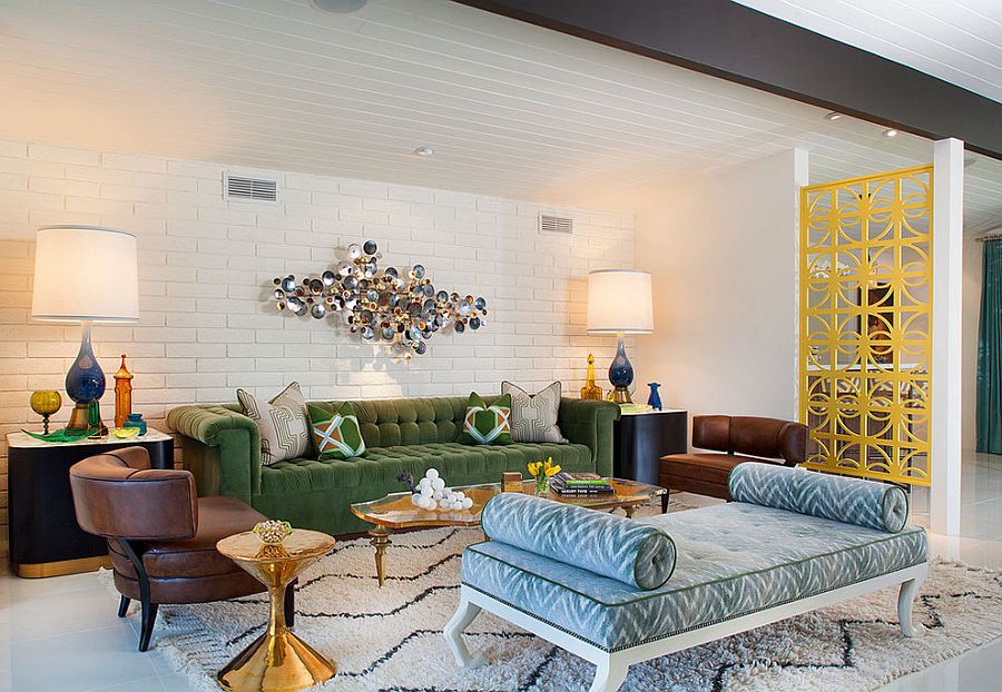 Lovely use of color in the midcentury living room [Design: Joel Dessaules Design]