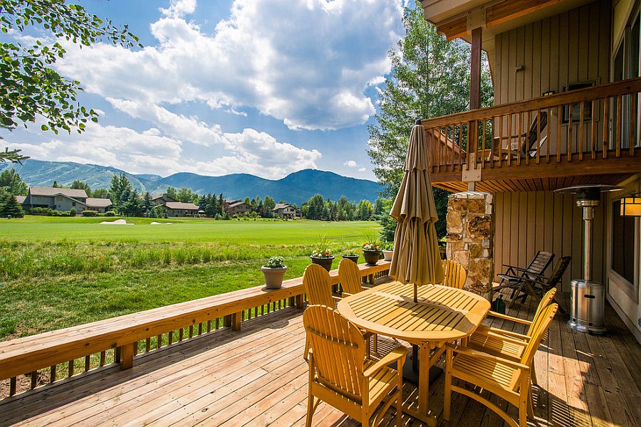 Low rail allows you to enjoy the lush green view on offer [Design: Julie Olsen Park City Utah Realtor]