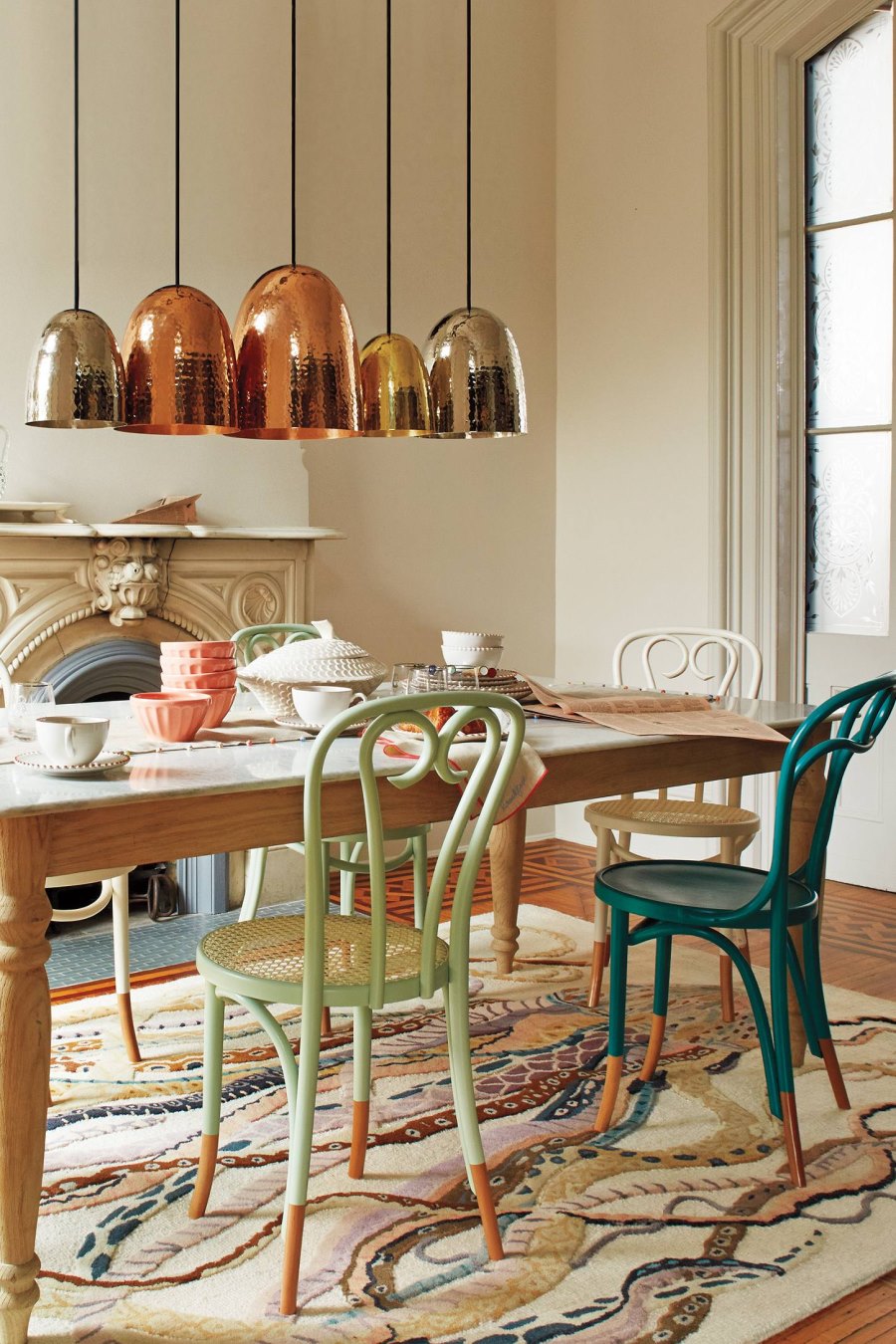 Marble and wood dining table from Anthropologie