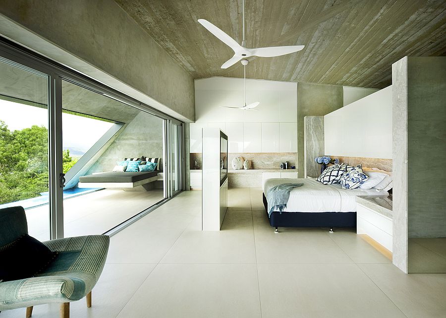 Master bedroom of The Edge connected to the sunbed and pool area