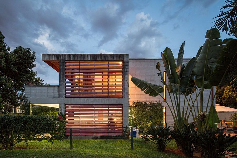 Metallic shutters combine privacy with natural ventilation