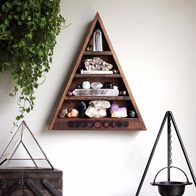 Moon phase triangle shelf from Etsy shop Stone and Violet