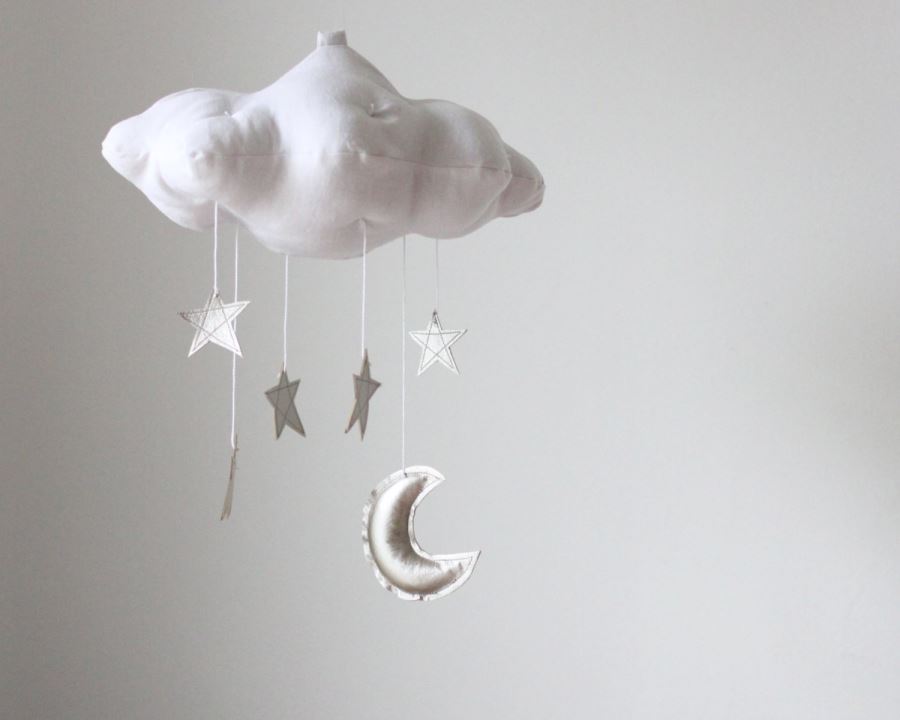 Moon, star and cloud mobile from Etsy shop Baby Jives Co.