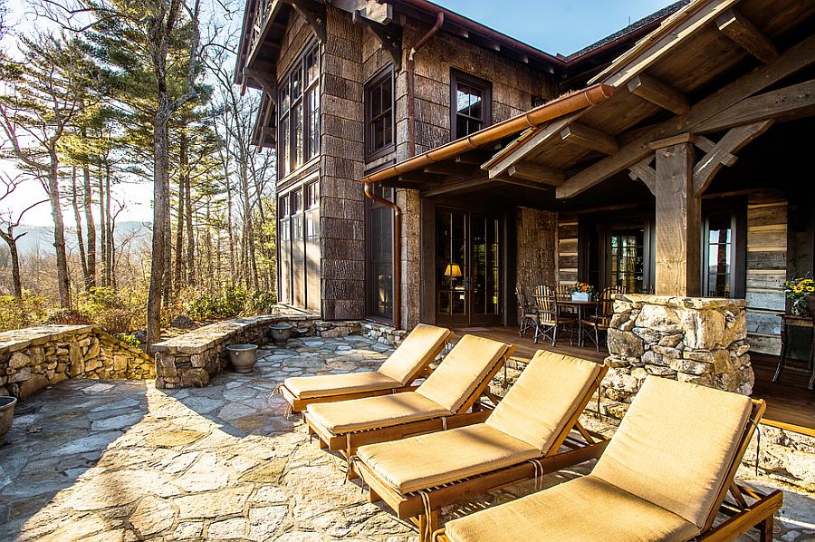 Natural stone deck for the rustic mountain retreat [Design: MossCreek]