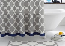 Navy and grey luxury shower curtain from Jonathan Adler