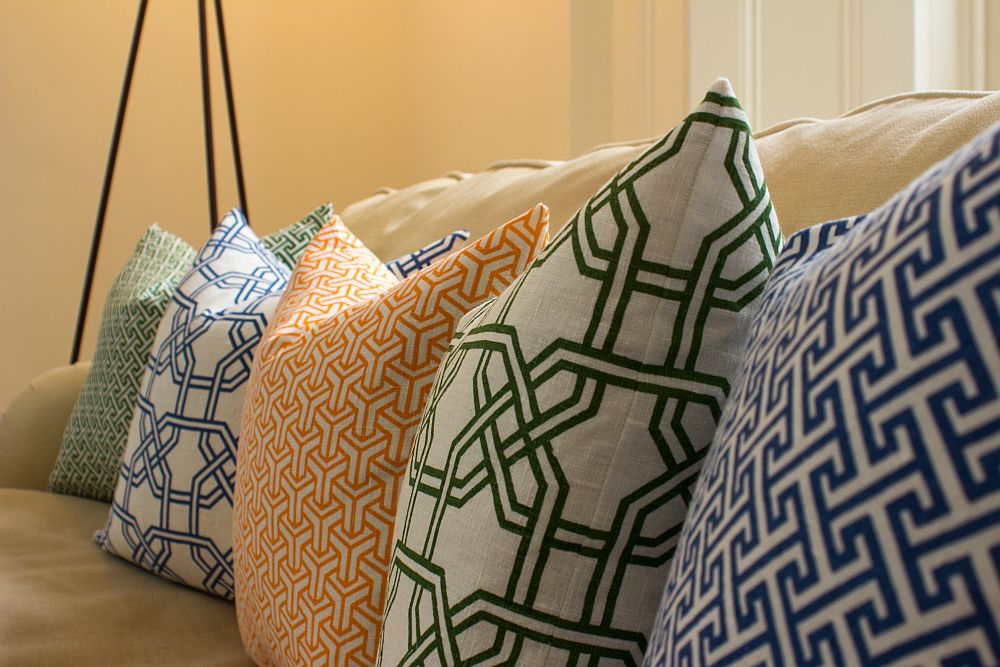 New colors and smart geometric patterns grace the latest collection of cushions from Nina Kullberg