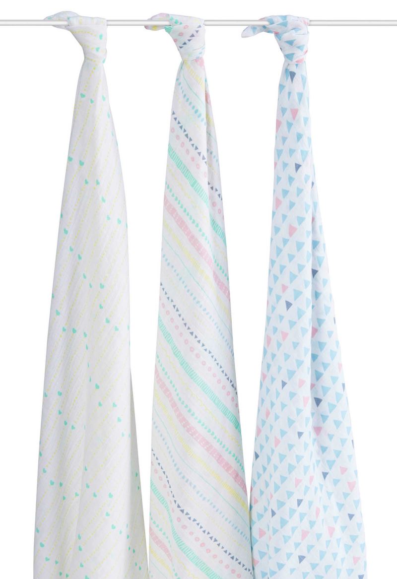 Organic cotton swaddles from Aden + Anais and The Honest Co.