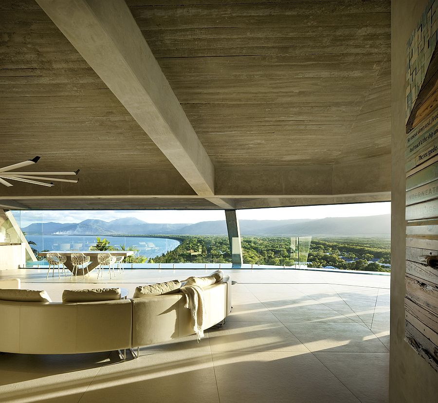 Panaromic views of the distant mountains and ocean from the captivating living area