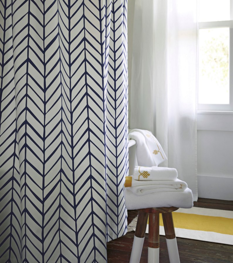 Patterned luxury shower curtain from Serena & Lily