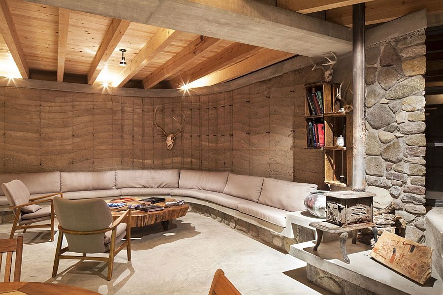 Rammed earth, river racks and natural materials found from ranches and sandbanks shape the unique residence