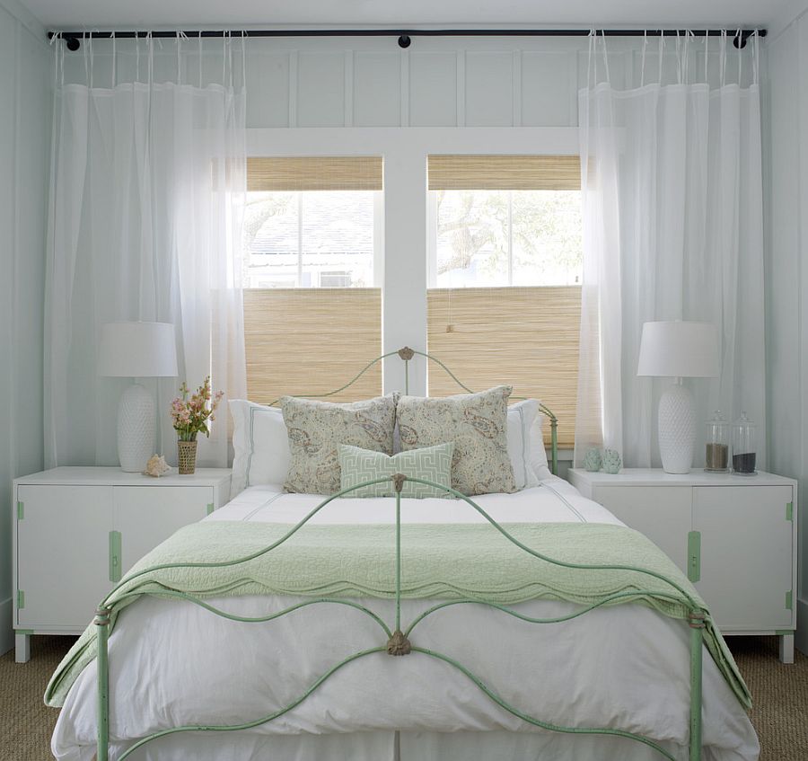 Repainted and power coated vintage side tables and bed for the shabby chic bedroom [Design: Rethink Design Studio]