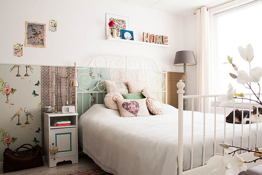 Reusing materials is an essential component of this shabby chic bedroom [Design: Louise de Miranda]