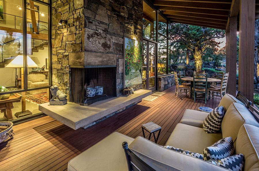 Rustic deck design seems like an extension of the living space indoors [Design: Pacwest Homes]