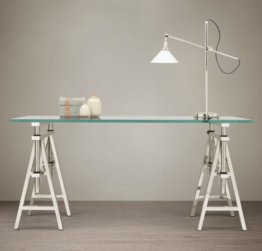 Sawhorse desk from Restoration Hardware