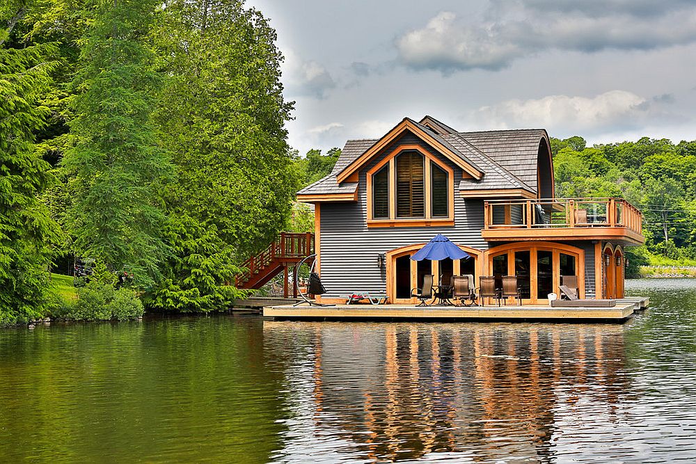 Scenic landscape surrounds the beautiful lakeside getaway