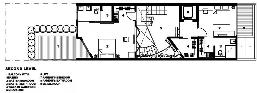 Second level floor plan with master suite and additional spaces