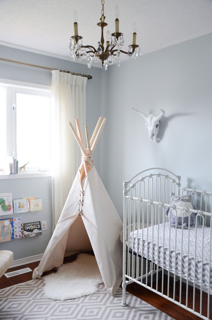 Simple teepee in a corner of a nursery