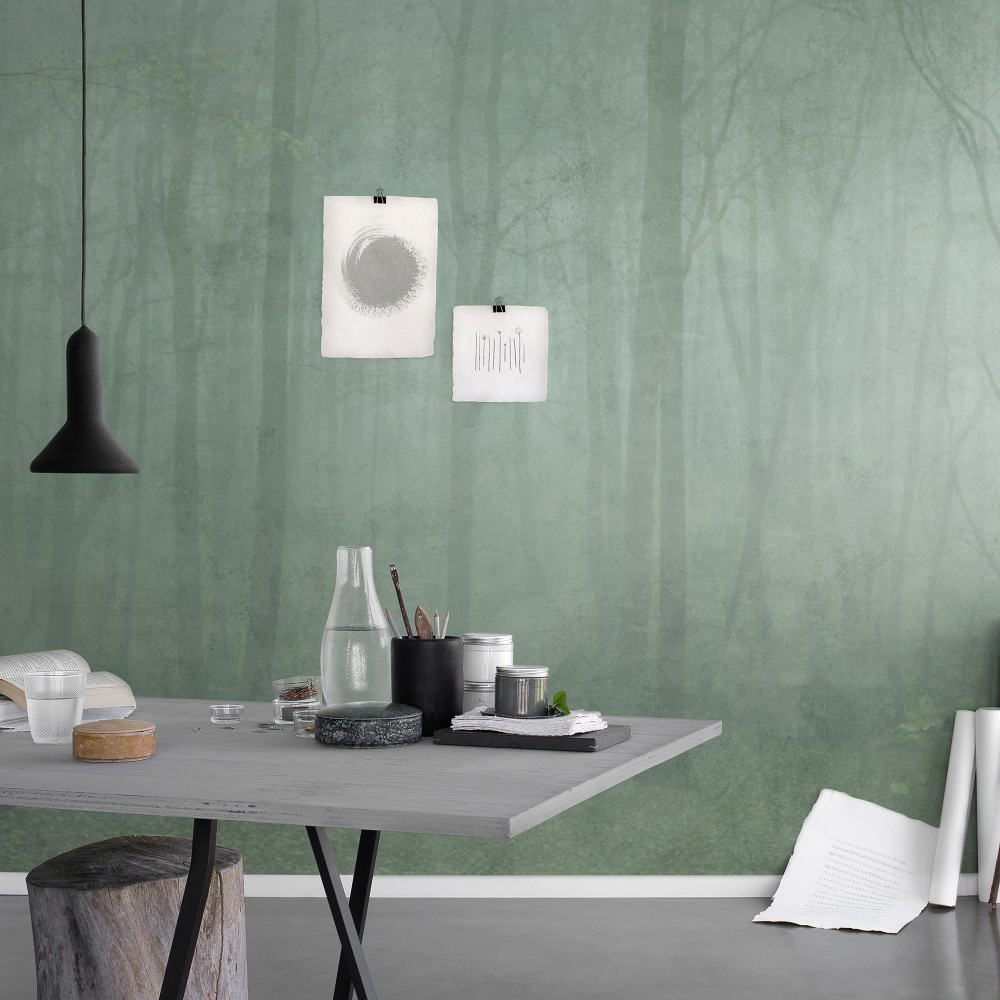 Skog green wallpaper styling Sandberg