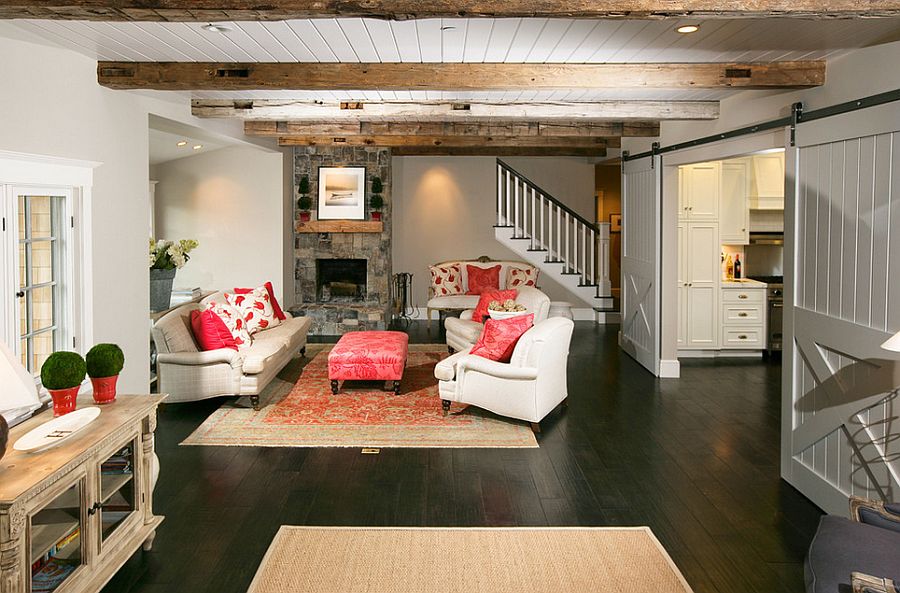 Sliding door separate the living room from kitchen [Design: McCoppin Studios]