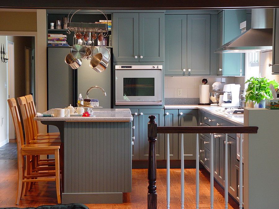 Small kitchen idea in gray [Design: Maggie McManus Kitchens & Baths]