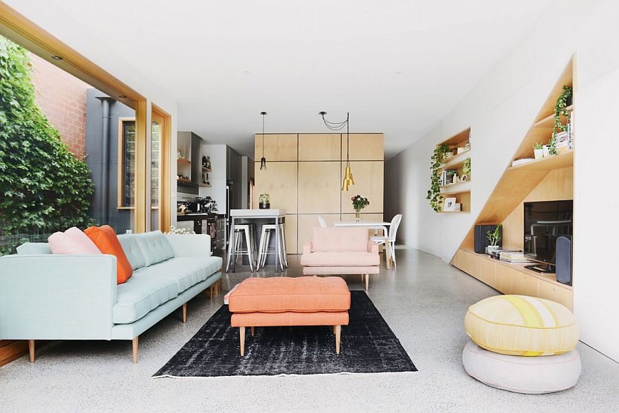 Small open living and dining area of the revamped Aussie home