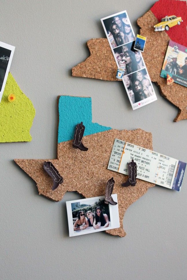 State-shaped cork boards