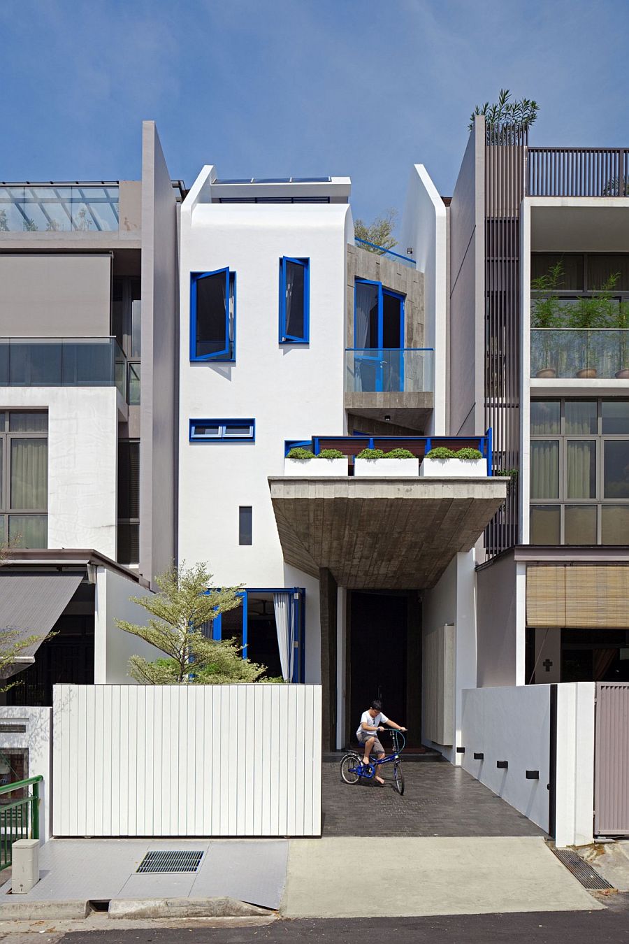 Street facade of the eclectic private residence in Singapore