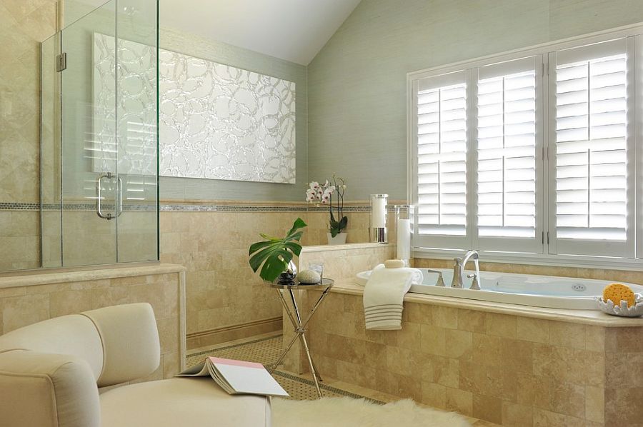 Transitional bathroom makes use of available space to the fullest [Design: Frances Herrera Interior Design]