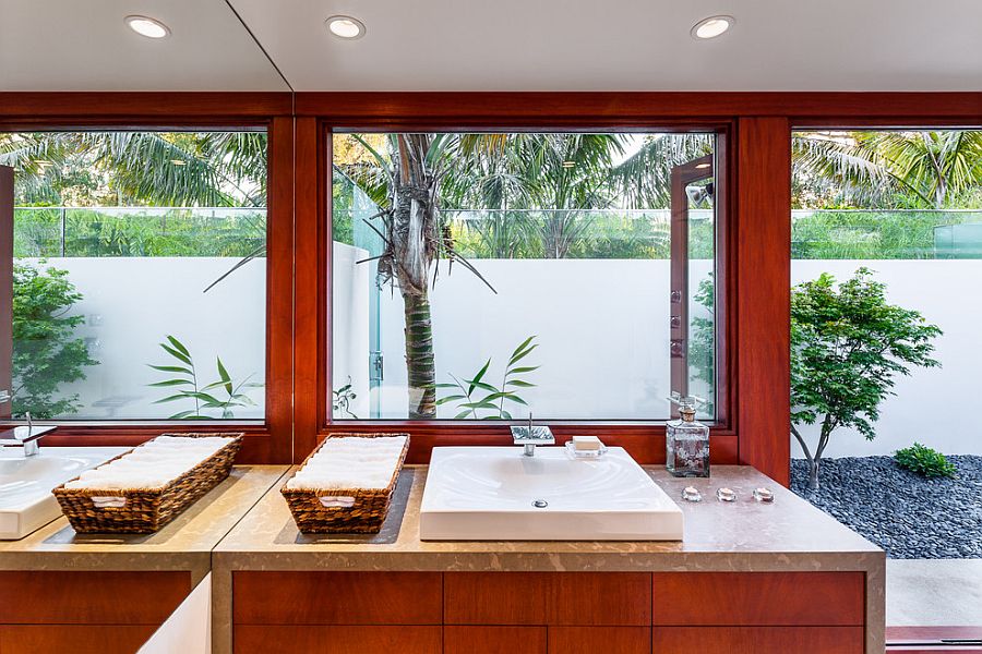 View of the courtyard from the bathroom