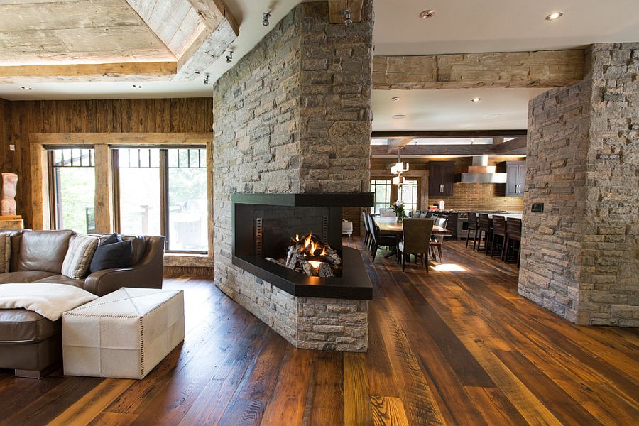 View of the family area, dining space and kitchen inside the cool cottage retreat