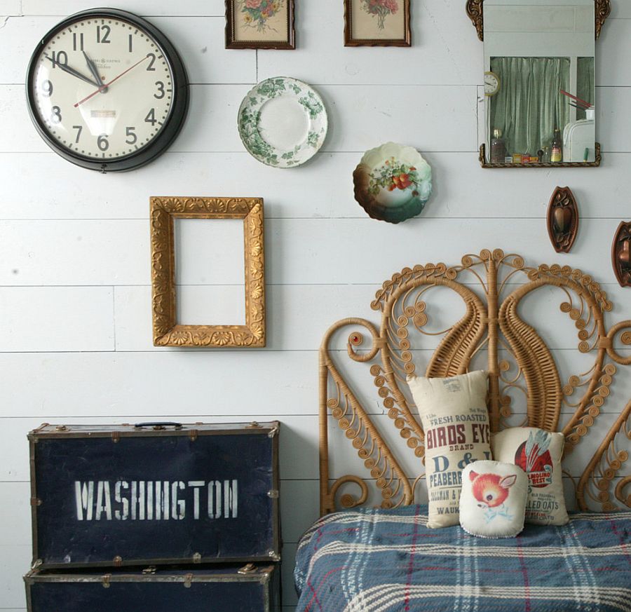 Vintage thrift store find turned into a captivating headboard