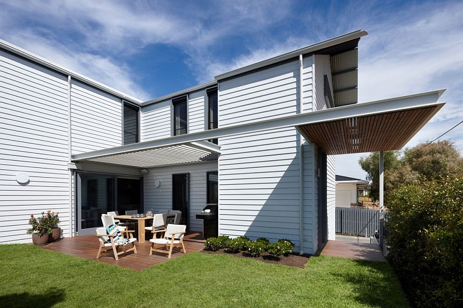 Weatherboard cladding gives the Beach House a classic appeal