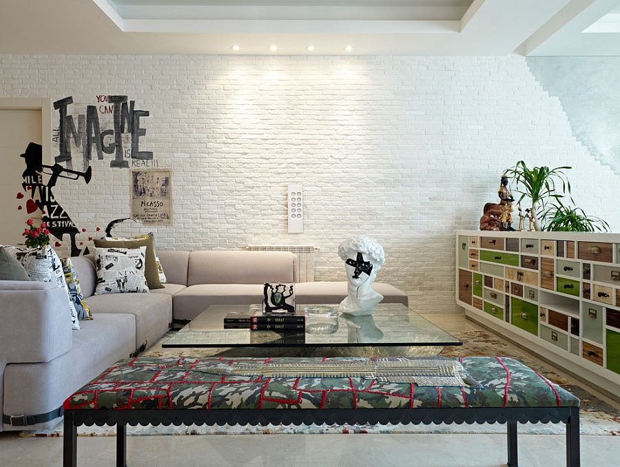 White brick wall is a favorite among contemporary homeowners looking for textural contrast